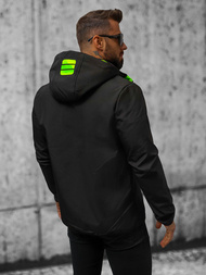 Moška softshell jakna s kapuco črno-zelena OZONEE JS/HH026/1AZ