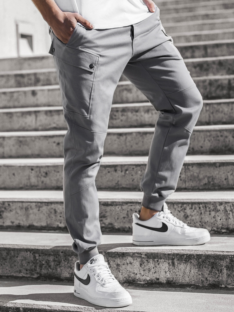 Moške hlače chino jogger sive OZONEE O/11103