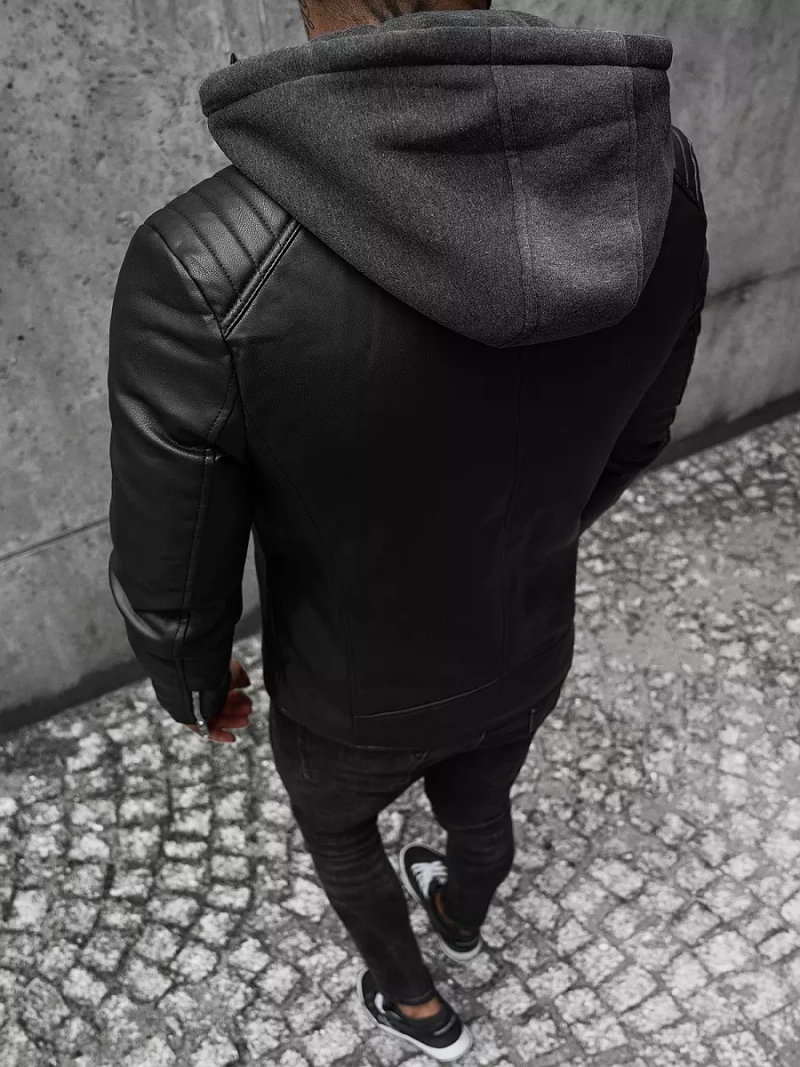 Moška usnjena jakna črna OZONEE JS/11Z8012