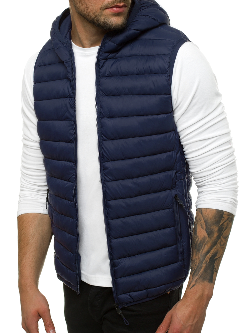 Moški brezrokavnik s kapuco mornarsko modri OZONEE JS/LY36