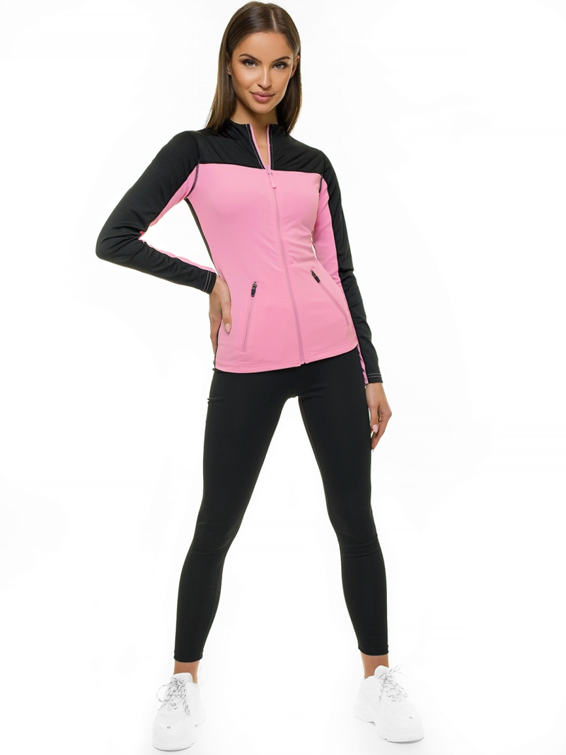 Ženska jopa z zadrgo roza-črna OZONEE JS/HD149/25