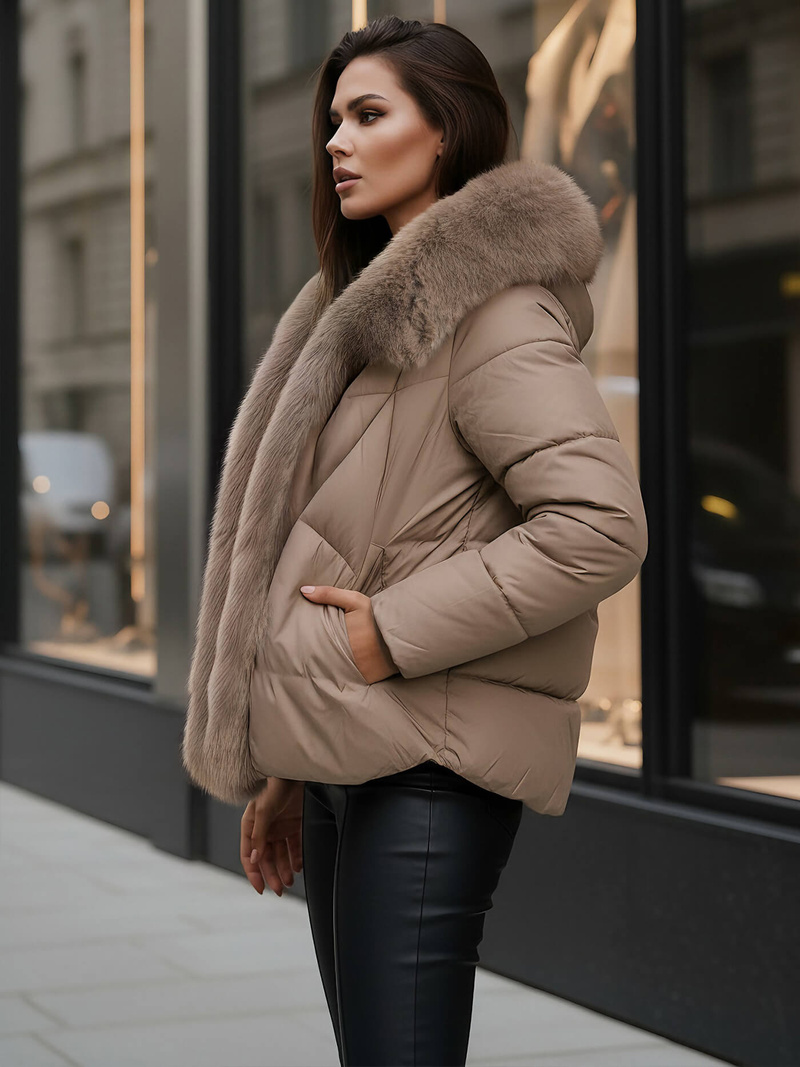 Ženska jakna temno bež OZONEE O/16M9179/84