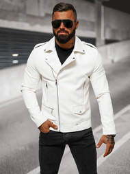 Moška usnjena jakna bela OZONEE O/88121