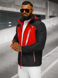 Moška softshell jakna s kapuco črno-rdeča OZONEE JS/HH022/1C