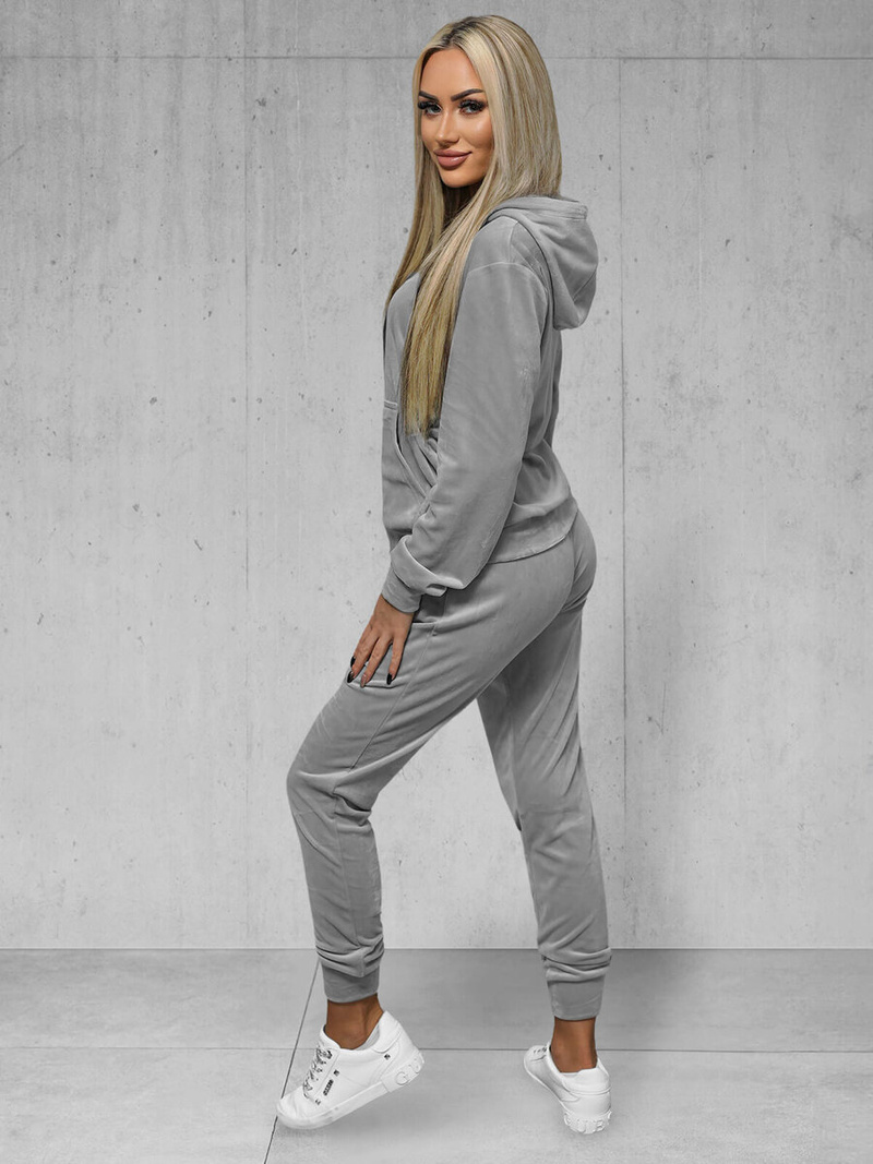 Ženski trenirka iz velurja siva OZONEE JS/8C1176/2