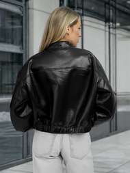 Ženska usnjena jakna črna OZONEE JS/11Z8281Z