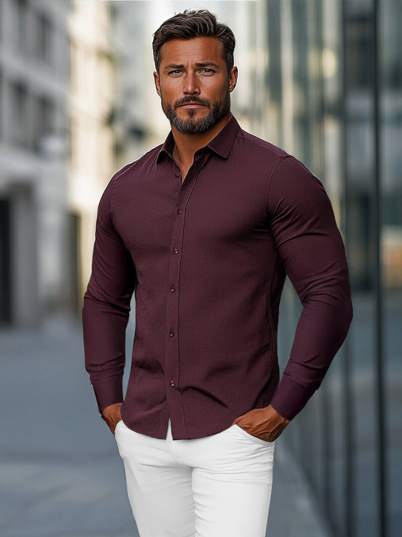 Moška srajca bordo OZONEE O/V116Z