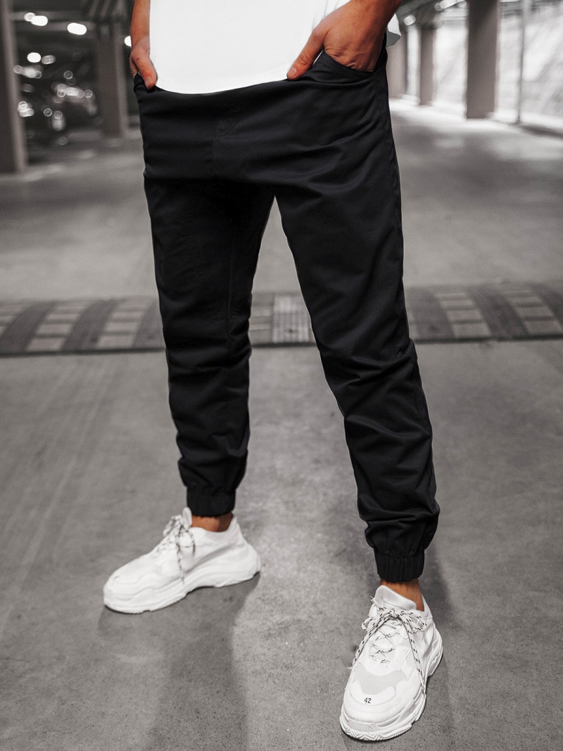 Moške hlače chino jogger črne OZONEE O/399