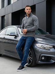 Moška jopa z zadrgo temno-siva OZONEE JS/2002Z