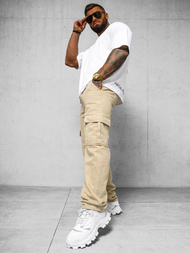 Moške Hlače Bež OZONEE DO/4001