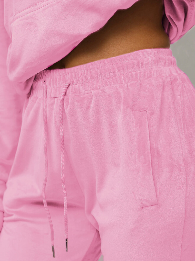 Ženski trenirka iz velurja praškasto roza OZONEE O/8C1175/38Z