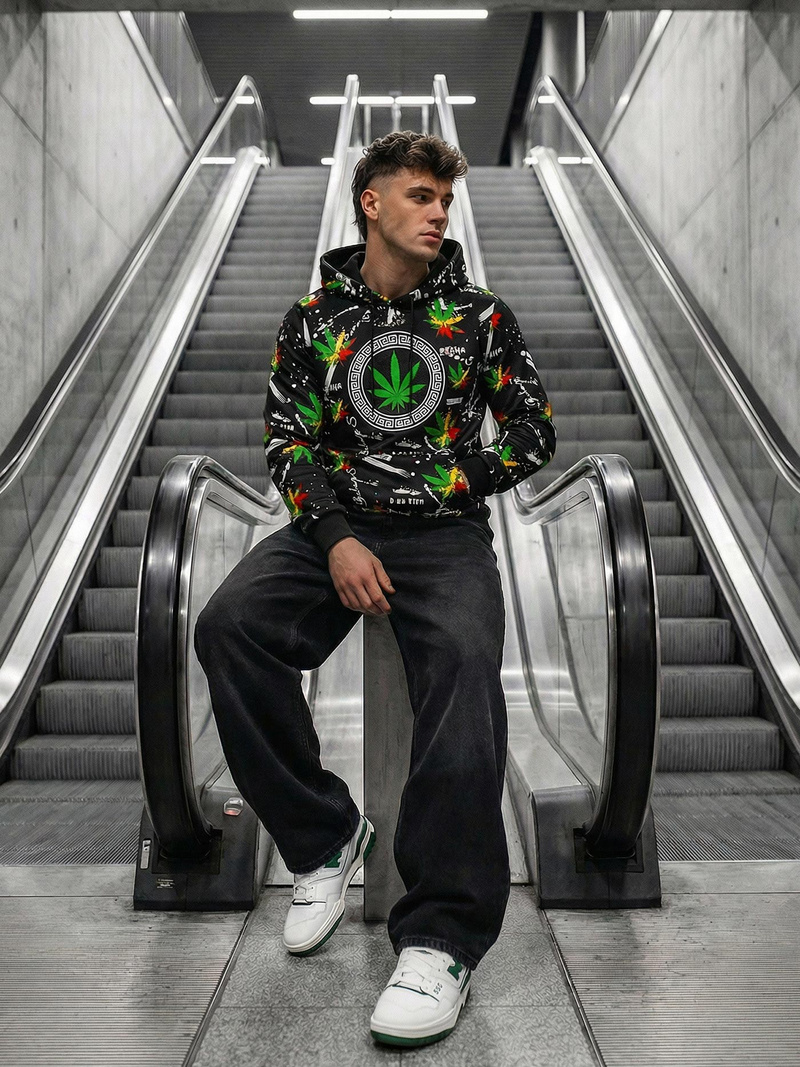 Moška jopa s kapuco črna OZONEE O/B269Z