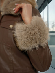 Ženska usnjena jakna čokolada OZONEE JS/61M8513/158