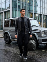 Moška usnjena jakna črna OZONEE JS/11Z8027