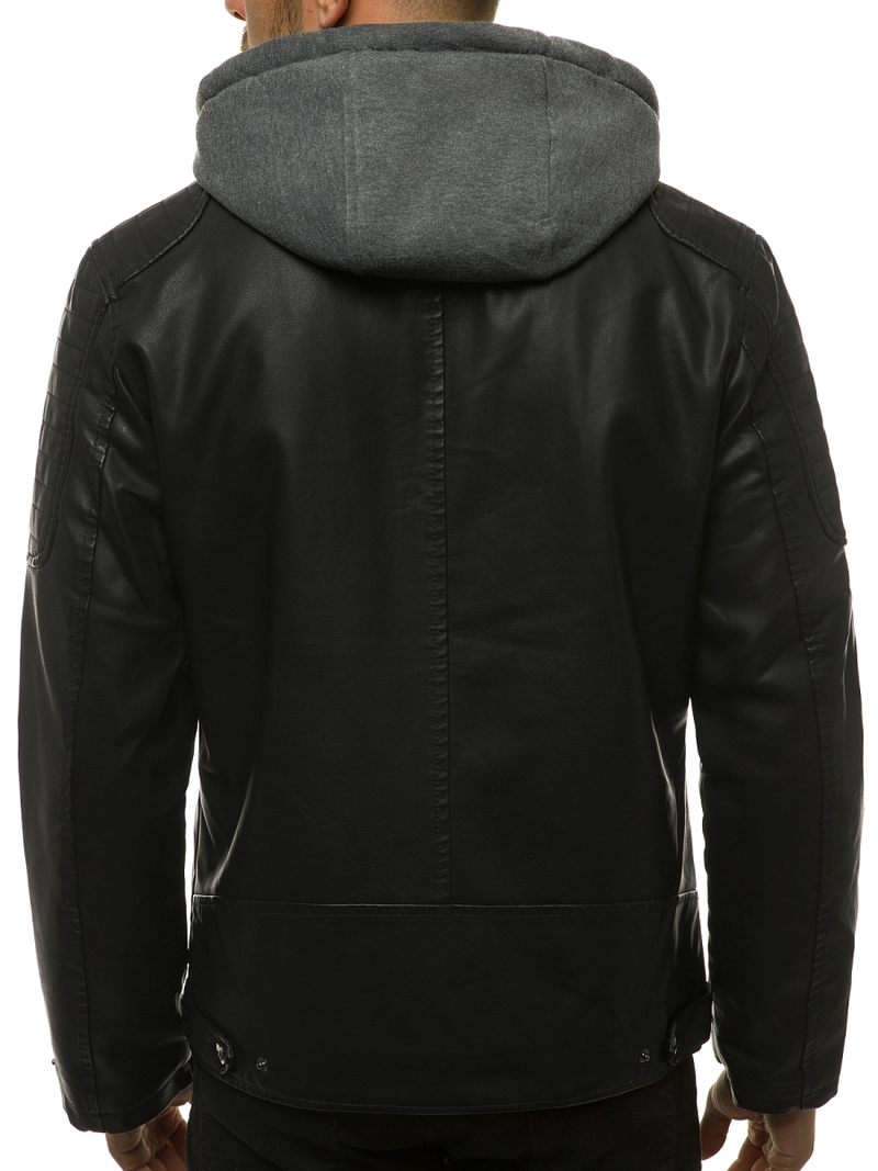 Moška usnjena jakna črna OZONEE JB/JP1148