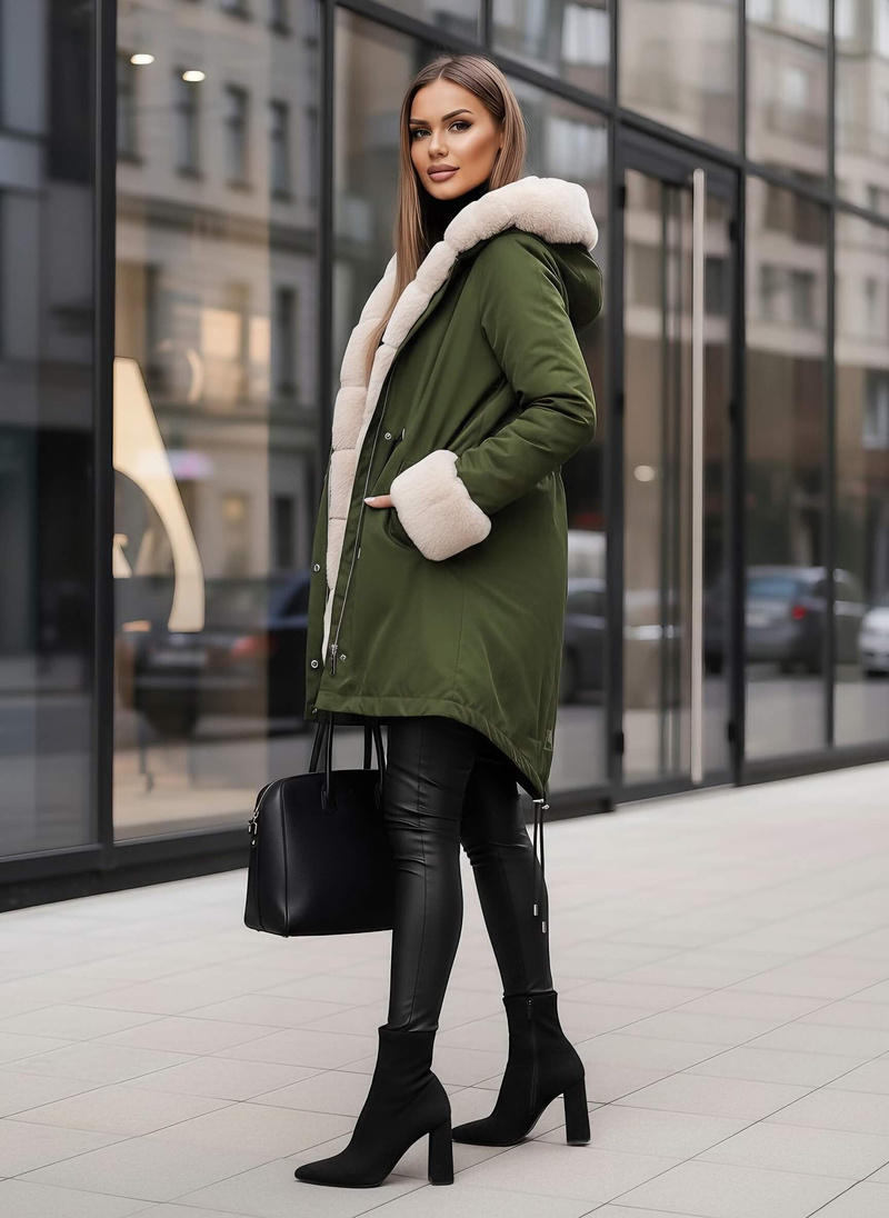 Ženska zimska jakna zelena OZONEE JS/M763/136Z