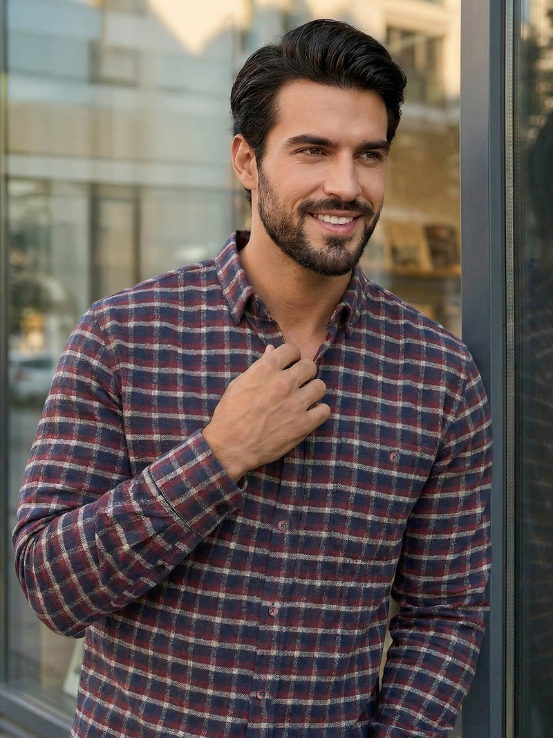 Elegantna moška srajca bordo OZONEE V/V176Z