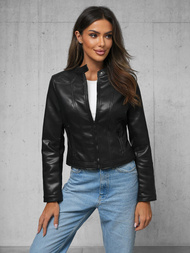 Ženska usnjena jakna črna OZONEE JS/11Z8127
