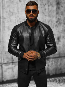 Moška usnjena jakna črna OZONEE JS/11Z8105