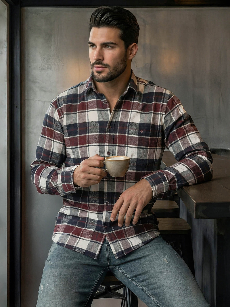 Elegantna moška srajca bordo OZONEE V/V174Z