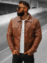 Moška usnjena jakna camel OZONEE O/8830/3