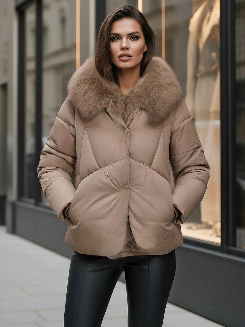 Ženska jakna temno bež OZONEE O/16M9179/84