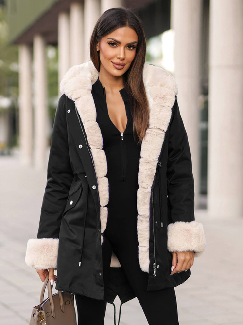 Ženska zimska jakna črna OZONEE JS/M763/392Z