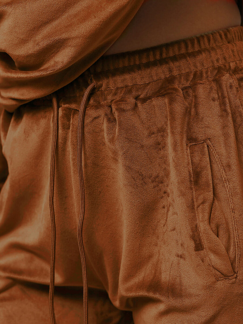 Ženski trenirka iz velurja rjavi OZONEE O/8C1175/33Z