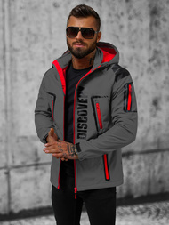 Moška softshell jakna s kapuco sivo-rdeča OZONEE JS/HH025/2BZ