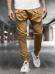Moške hlače chino jogger camel OZONEE G/11144