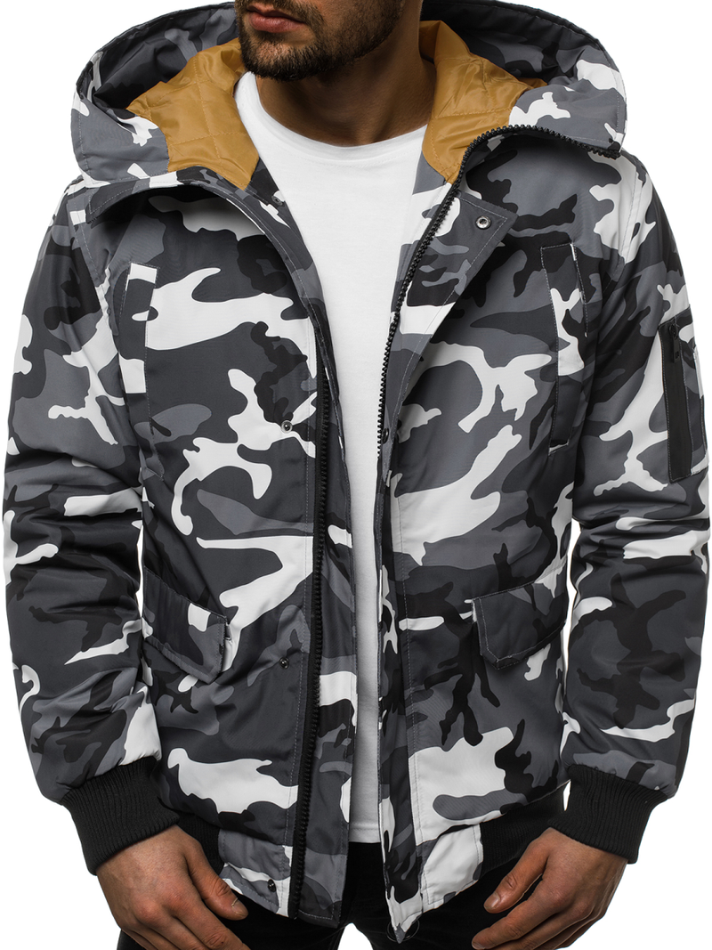 Moška zimska jakna maskirno-grafitna OZONEE JS/2019005