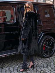 Ženska krznena zimska jakna črna OZONEE JS/11Z8250