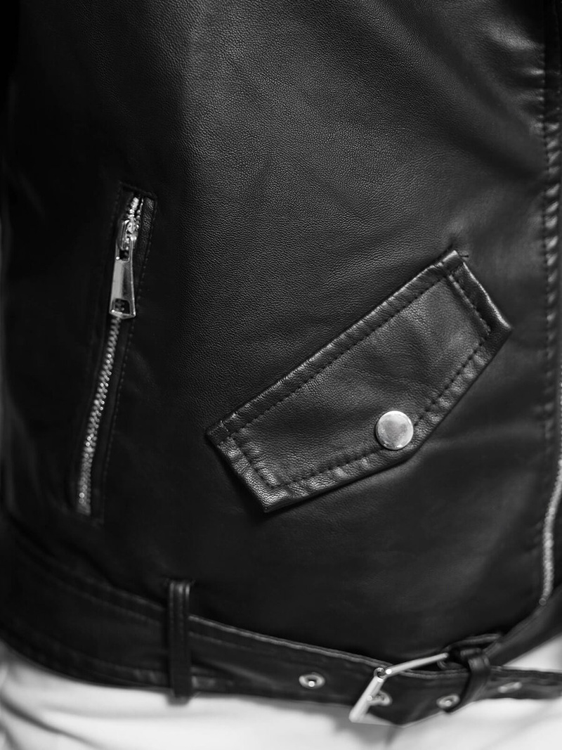 Ženska usnjena jakna črna OZONEE JS/11Z8061