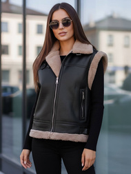 Ženski usnjena brezrokavnik črni OZONEE JS/61M8503/392Z