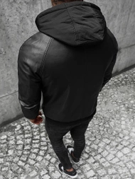 Moška usnjena jakna črna OZONEE JS/11Z8004