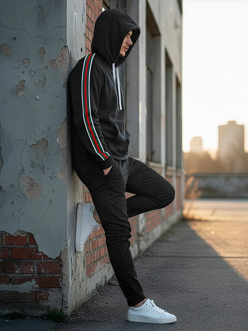 Moška jopa s kapuco črna OZONEE JS/8B1731/3