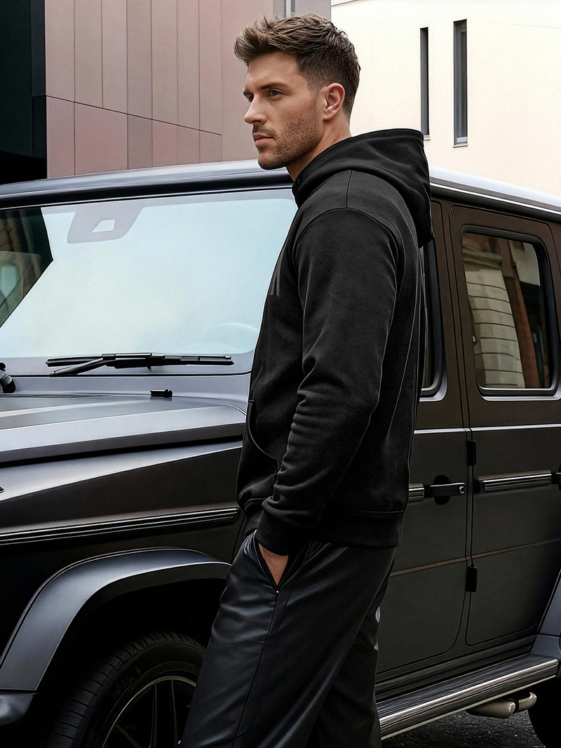 Moška jopa s kapuco črna OZONEE JS/8B1990/3