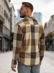 Moška karirasta srajca camel OZONEE NB/MC728K