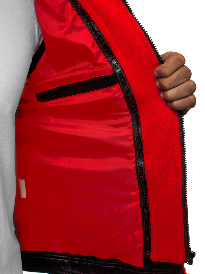 Moška usnjena jakna črno-rdeča OZONEE N/6129Z