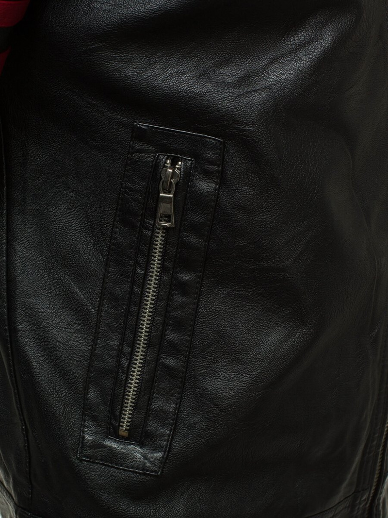 Moška usnjena jakna črno-rdeča OZONEE YD/BF59359Z