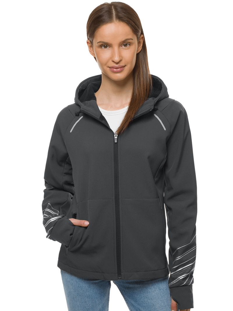 Ženska softshell jakna s kapuco grafitna OZONEE JS/KSW6002