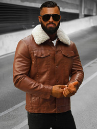 Moška usnjena jakna camel OZONEE O/8830/3