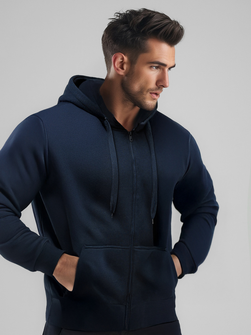 Moška jopa s kapuco temno-mornarsko modra OZONEE JS/2008