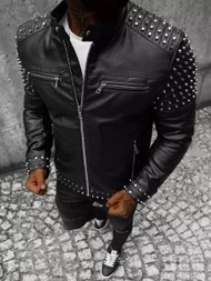 Moška usnjena jakna črna OZONEE JS/11Z8007