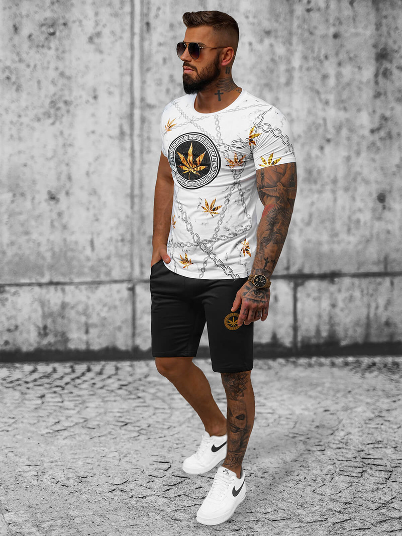 Moška trenirka belo-črna OZONEE O/HM757Z