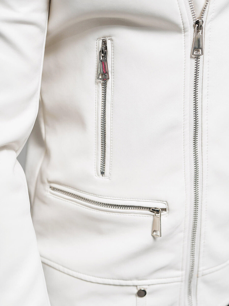 Moška usnjena jakna bela OZONEE O/88121