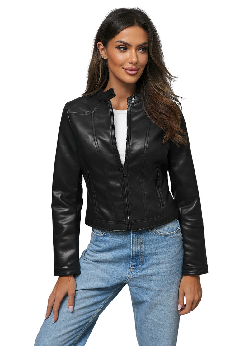 Ženska usnjena jakna črna OZONEE JS/11Z8127