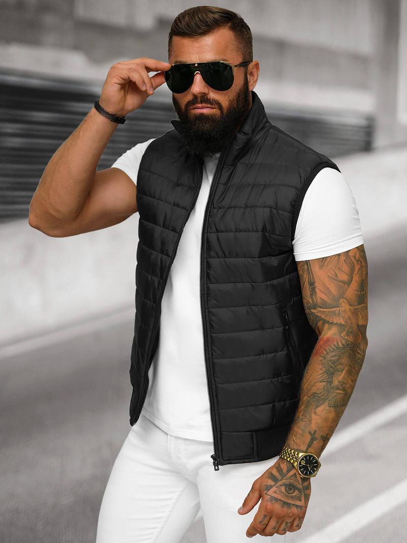 Moški prešita brezrokavnik črni OZONEE JS/MY77Z