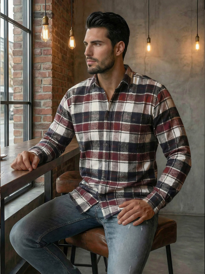 Elegantna moška srajca bordo OZONEE V/V174Z