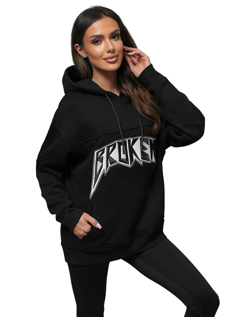 Jopa s kapuco črna OZONEE O/SWE23019Z